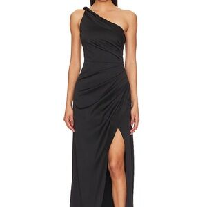 Elliatt Black One-Shoulder Draped Dress